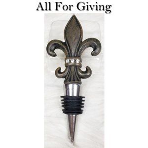 All For Giving Rustic Fleur Wine Stopper NWT